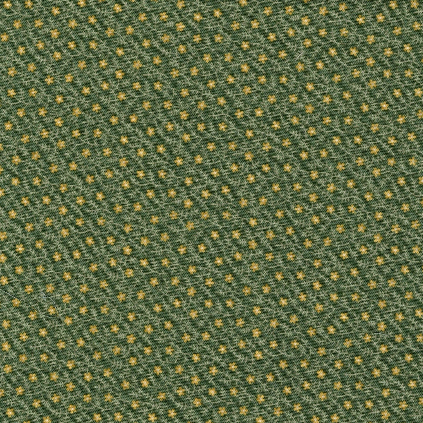 Tissu coton imprimé vert à fleurettes