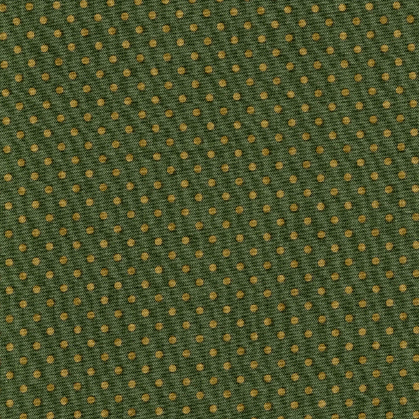 Tissu coton vert à pois moutarde