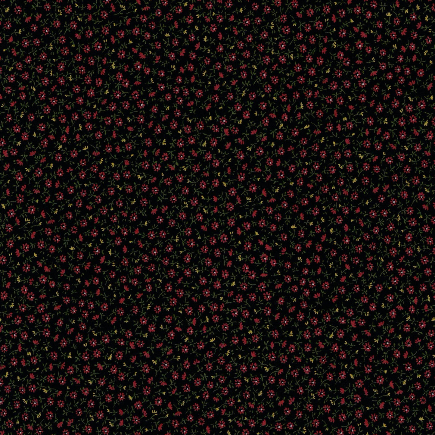Tissu coton noir à fleurettes
