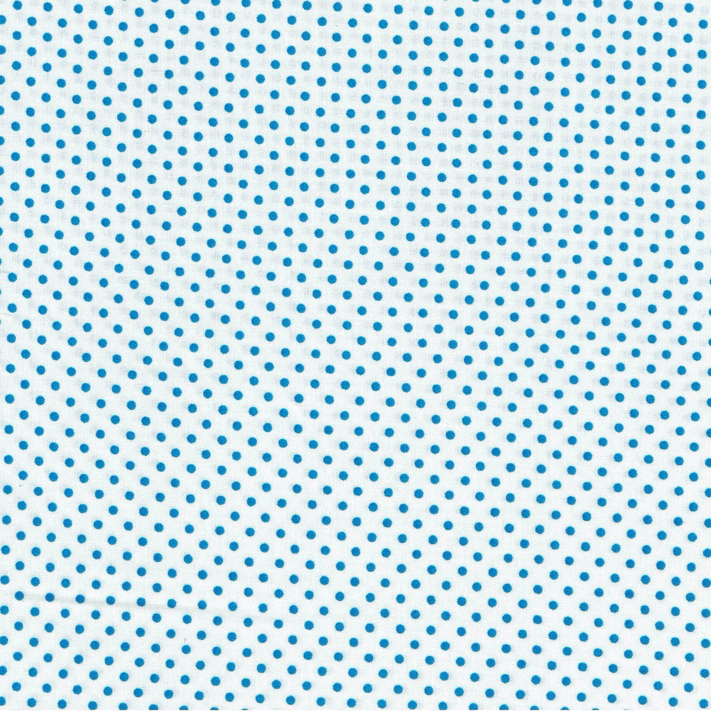 Tissu coton blanc à pois turquoise