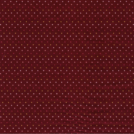 Tissu coton bordeaux à pois