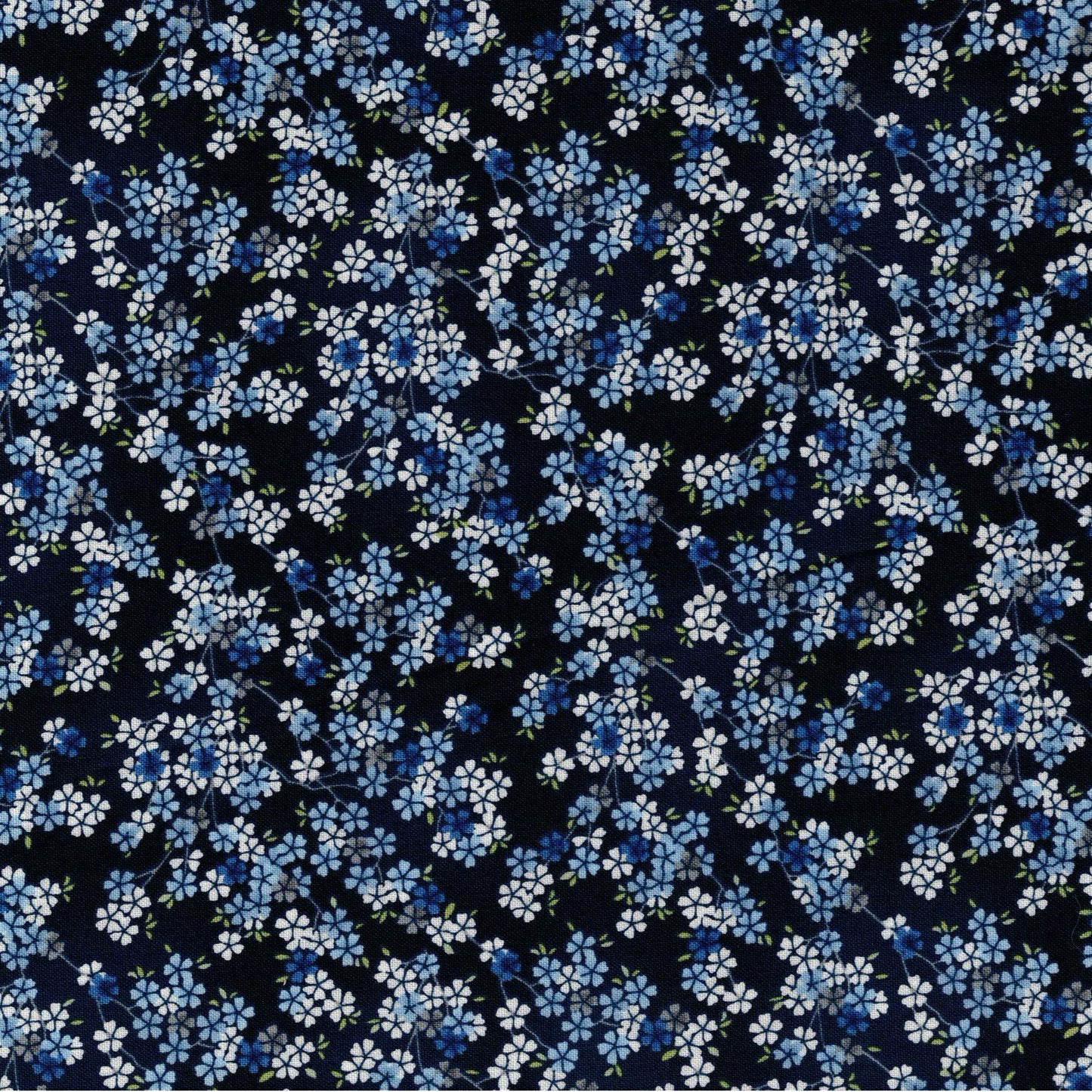 Tissu patchwork indigo à fleurs de cerisier