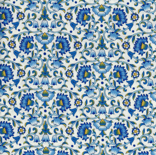 Tissu coton Liberty imprimé "Culodden Vine" bleu