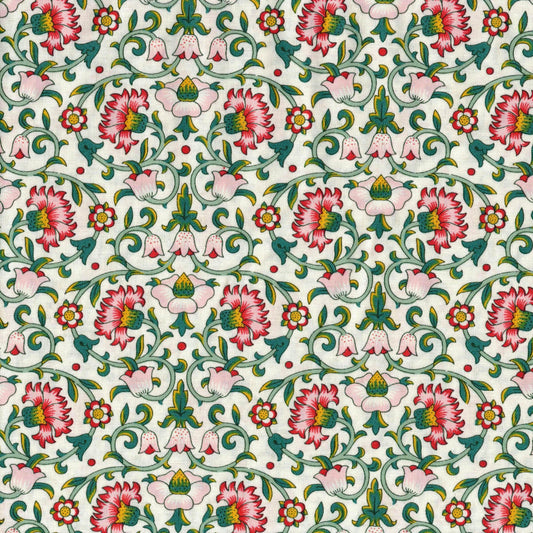 Tissu coton Liberty imprimé "Culodden Vine" vert et rouge