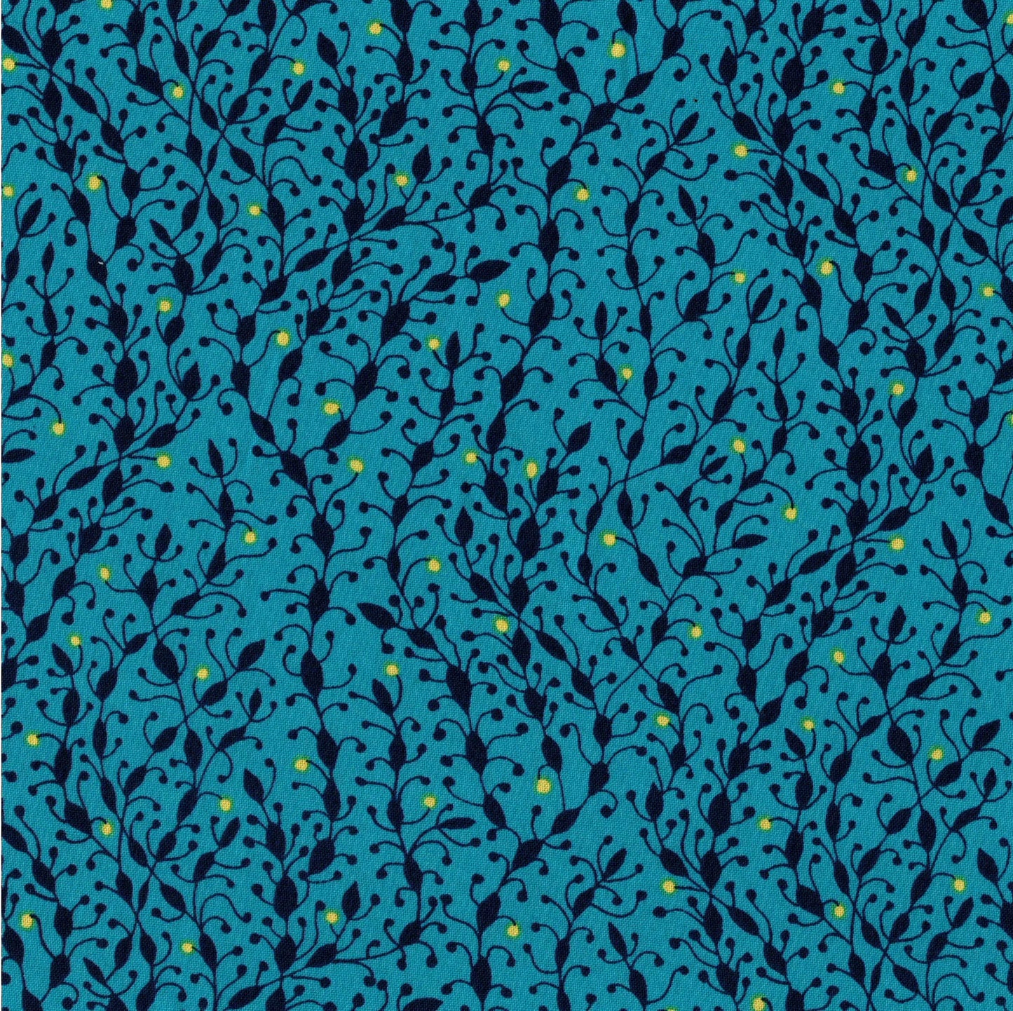 Tissu coton bleu turquoise imprimé algues