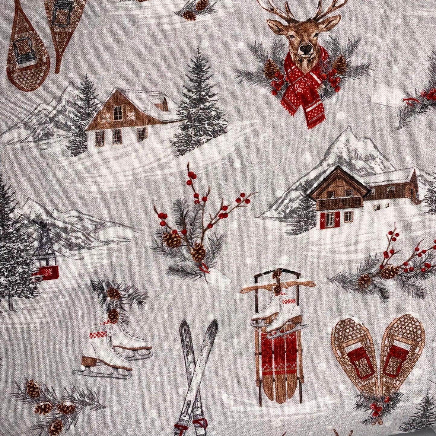 Tissu coton "paysages d'hiver"