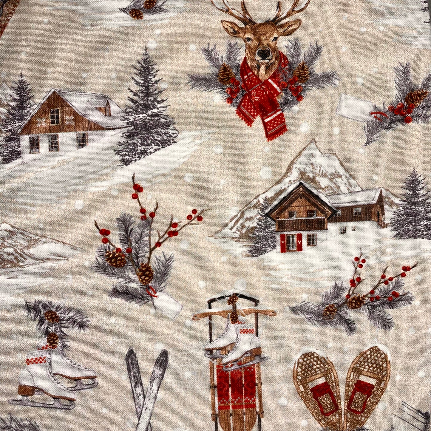 Tissu coton "paysages d'hiver"